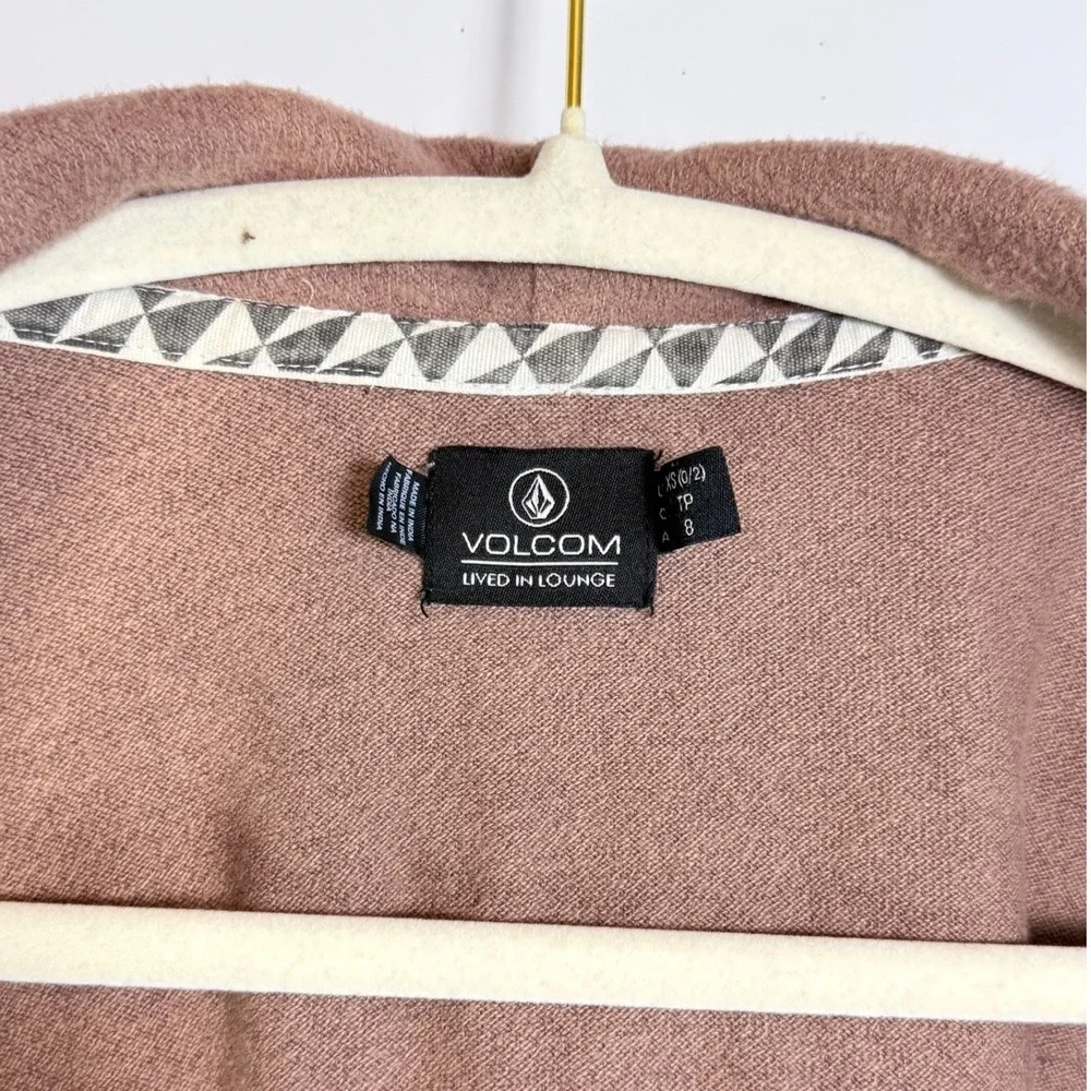 Volcom Lived in Lounge Zip Up Hoodie Rose Mauve Cozy Fleece Women's Size‎ S